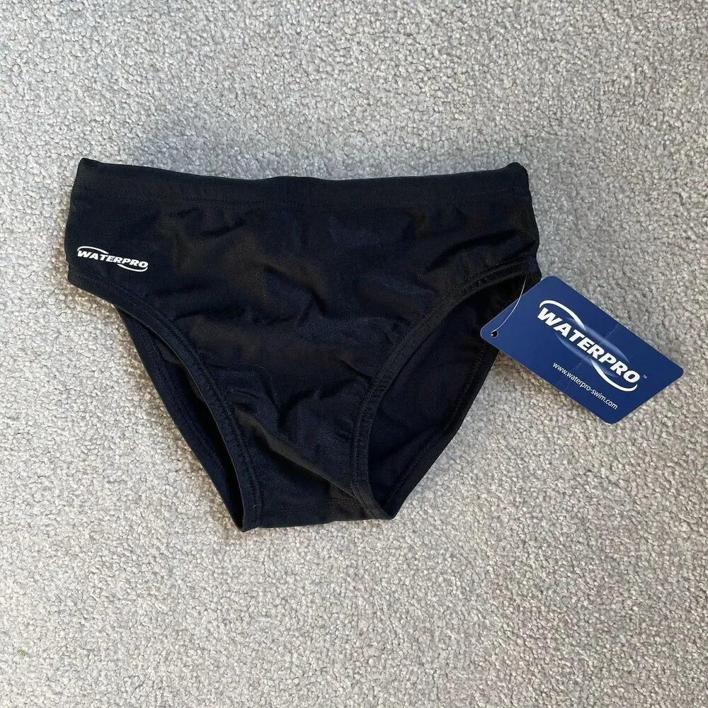 Waterpro Swim Male Water Polo Brief Swimwear Black Men's Size 26 NEW